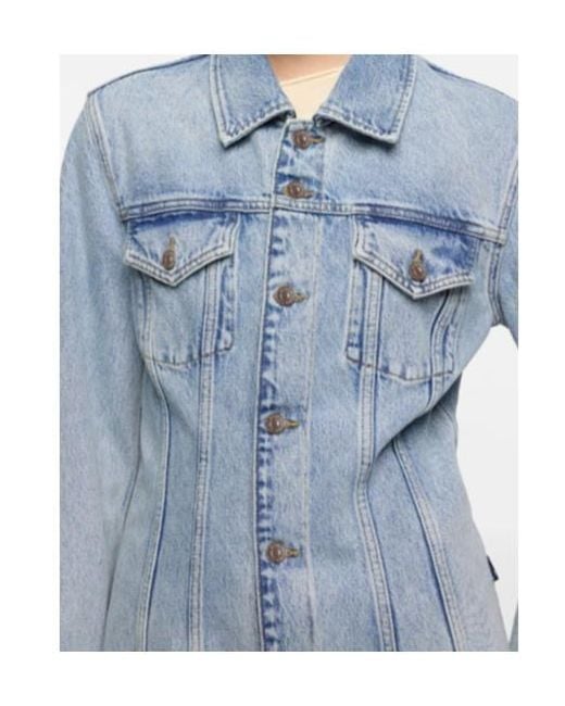 7 For All Mankind Blue Trucker Button Frayed Jacket