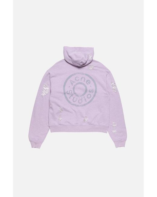 Acne Purple Distressed Zipped Hoodie for men
