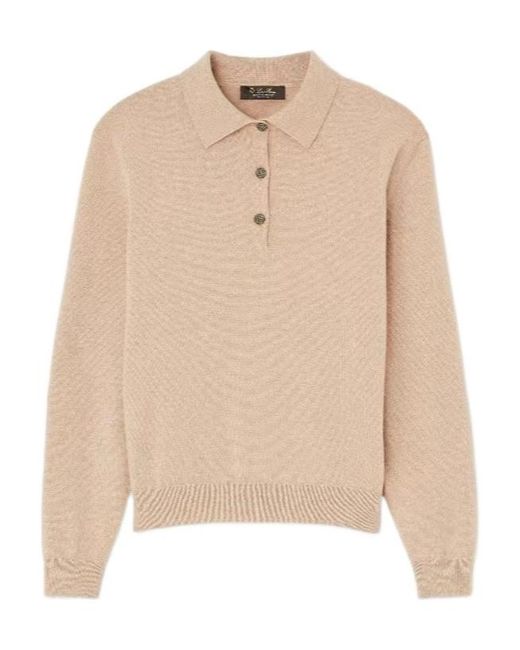 Loro Piana Natural Long-Sleeved Polo-Neck Sweater