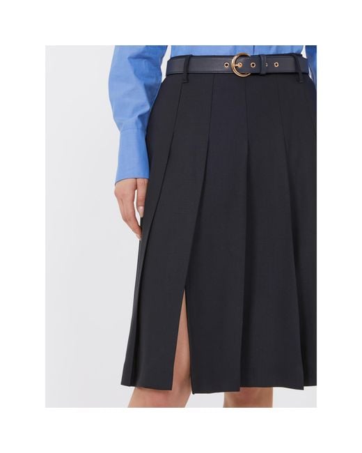Max Mara Blue Pleated Wool Skirt