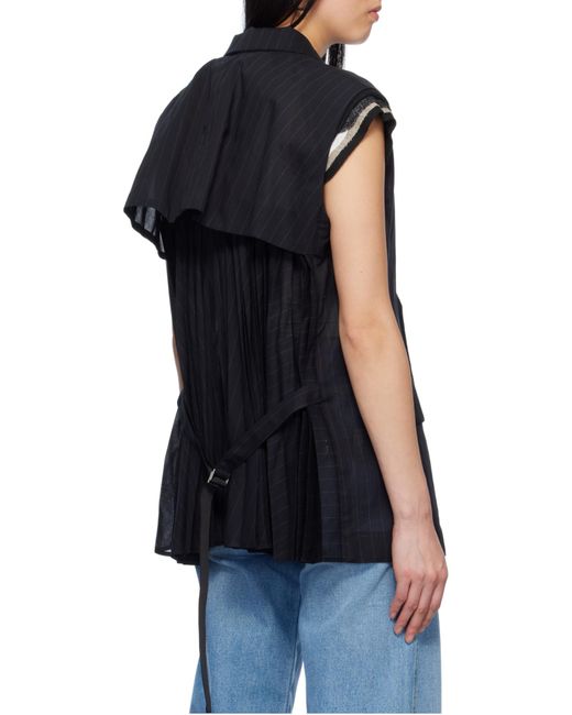 Sacai Blue Storm Flap Pinstriped Waistcoat