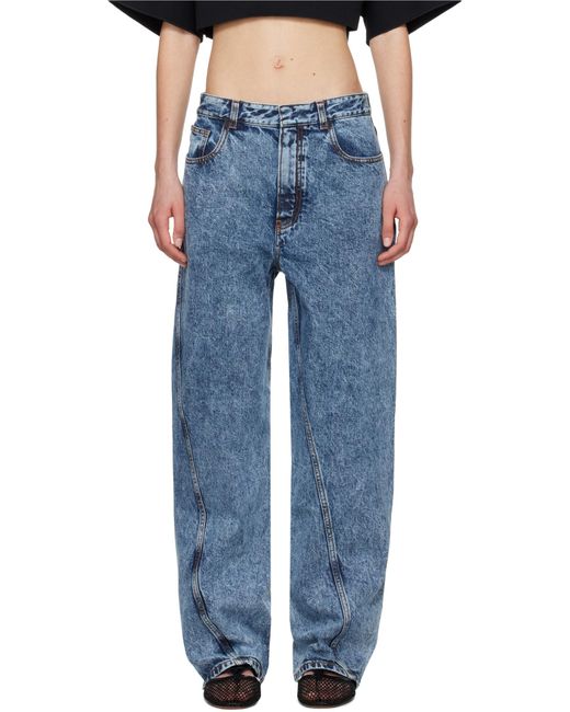 Alaïa Blue Alaïa Twisted Straight Cut Jeans