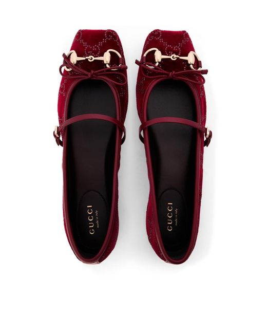 Gucci Red Horsebit Ballet Shoes