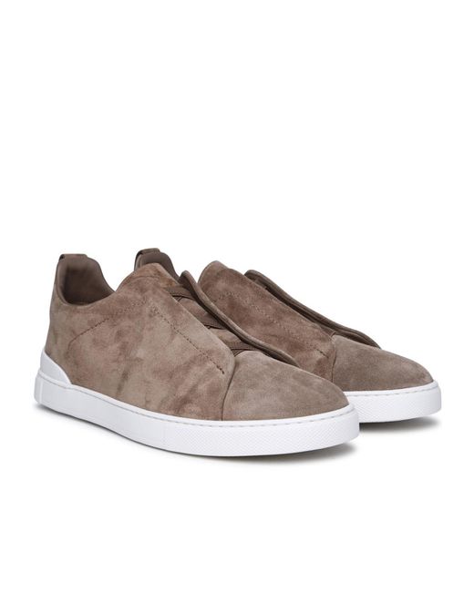 Zegna Brown Triple Stitch Trainers for men