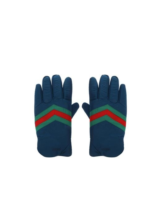 Gucci Blue Quilted Thermal Gloves