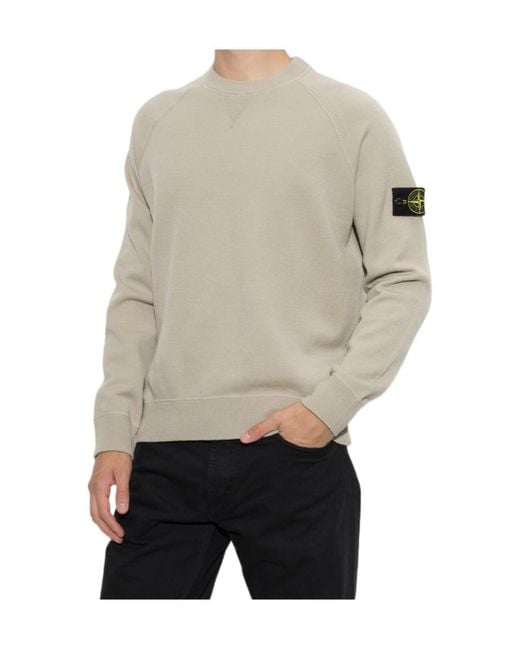 Stone Island White Crew-Neck Sweater for men