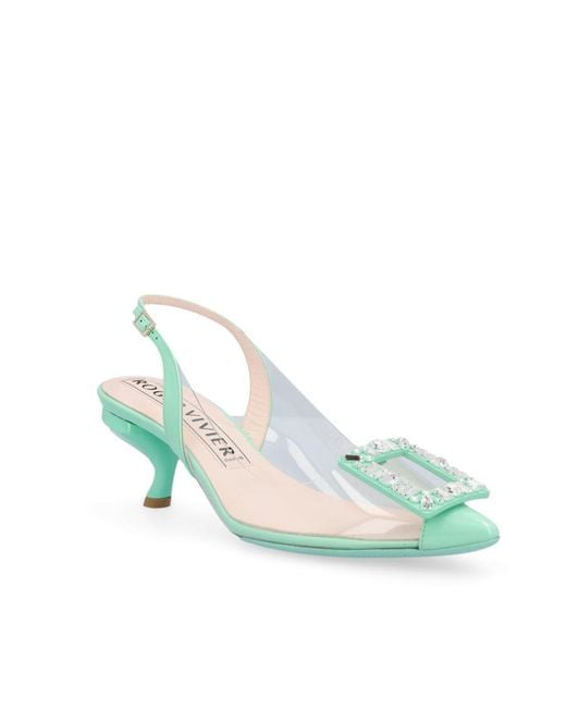 Roger Vivier Green Buckled Slingback Pumps