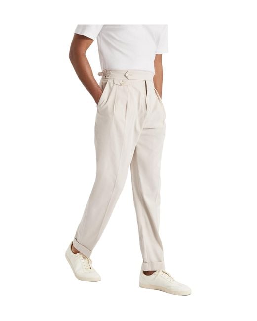 Brunello Cucinelli White Pleated Trousers for men