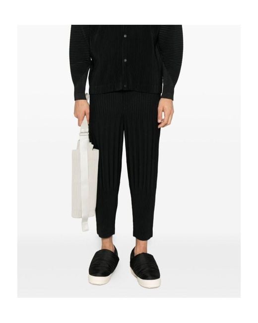 Homme Plissé Issey Miyake Black Homme Plissé Issey Miyake Pleated Cropped Trousers for men
