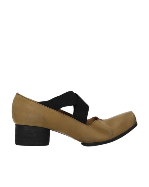 Uma Wang Brown 40Mm Square-Toe Leather Ballerina Shoes