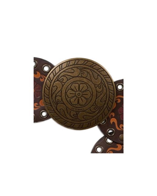 Etro Brown Print And Studs Embellished Belt