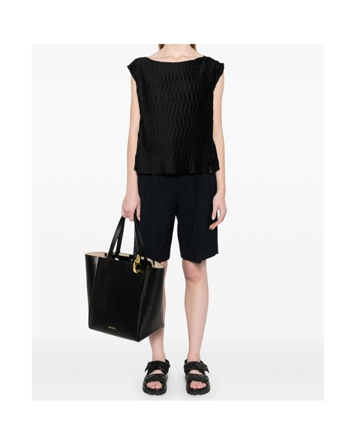 Herno Black Wrinkled Effect Tank Top