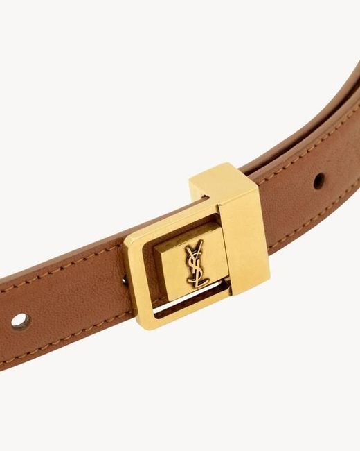 Saint Laurent White La 66 Thin Belt