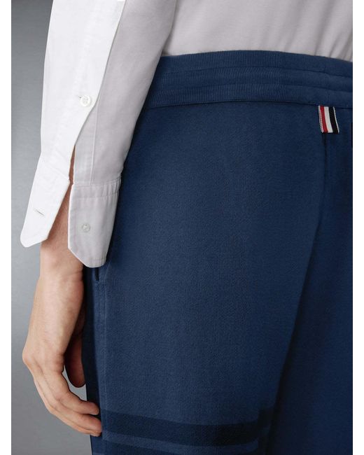 Thom Browne Blue Solid Loopback Overdyed-Bar Sweatpants for men