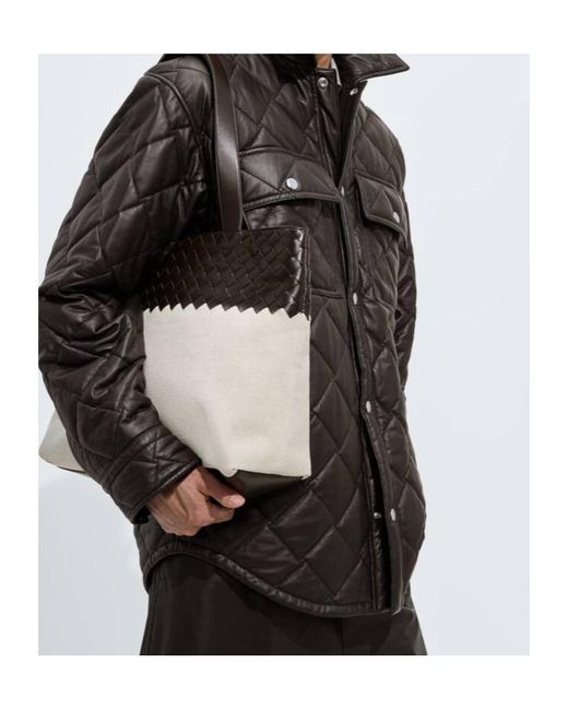Bottega Veneta White Small Intrecciato Zipped Tote for men