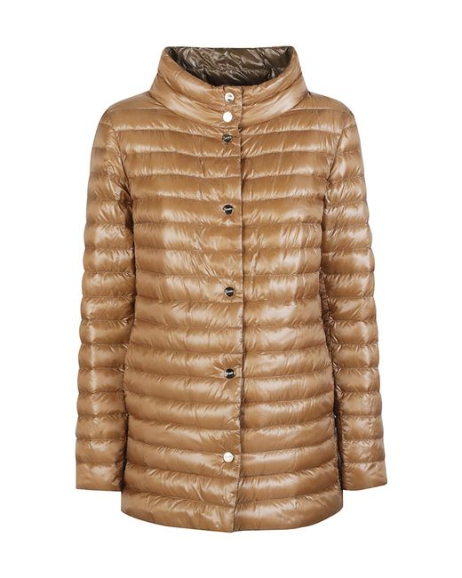 Herno Brown Reversible Button-Up Down Jacket