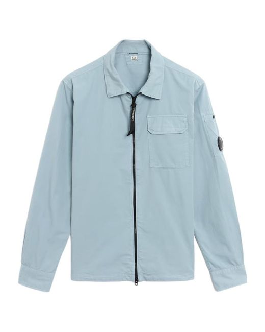 C P Company Blue Lente Zip Overshirt Shirt for men