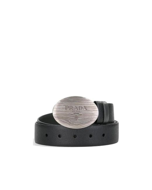 Prada Gray Buckle Belt for men