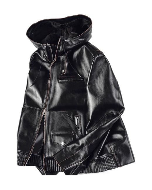 Sacai Black Leather Blouson for men