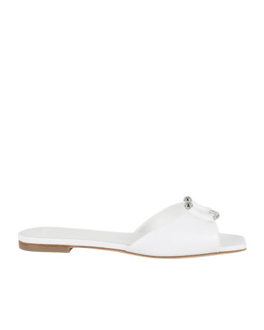 3Juin White Embellished Slide Sandals
