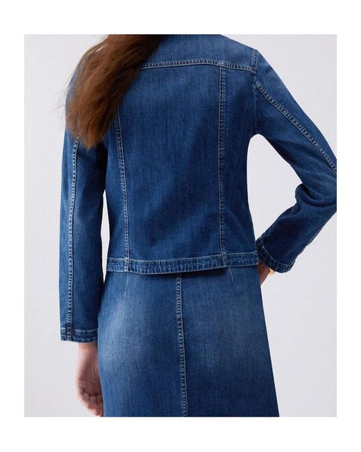 Liu Jo Blue Jewel-Button Crewneck Denim Jacket