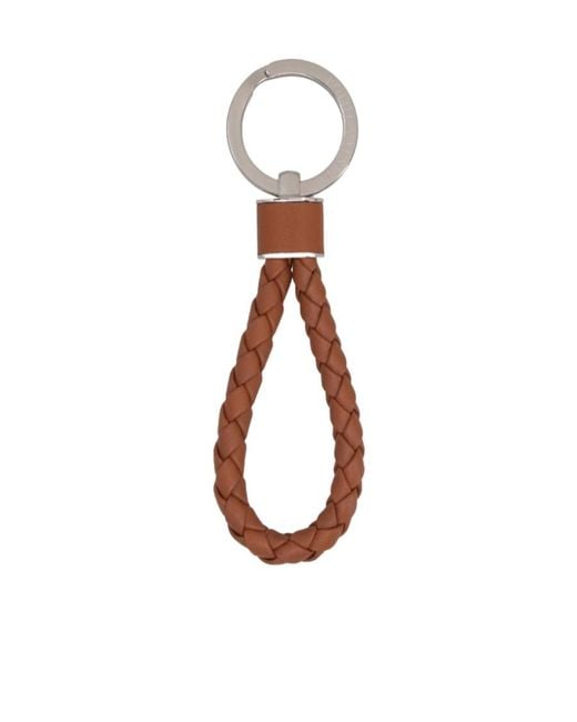 Bottega Veneta White Intreccio Key Ring for men