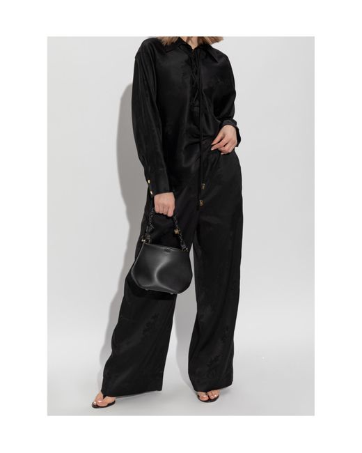 Ganni Black Floral Jacquard Top
