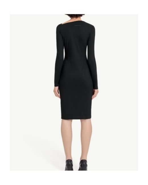 MM6 by Maison Margiela Black Jersey Midi Dress