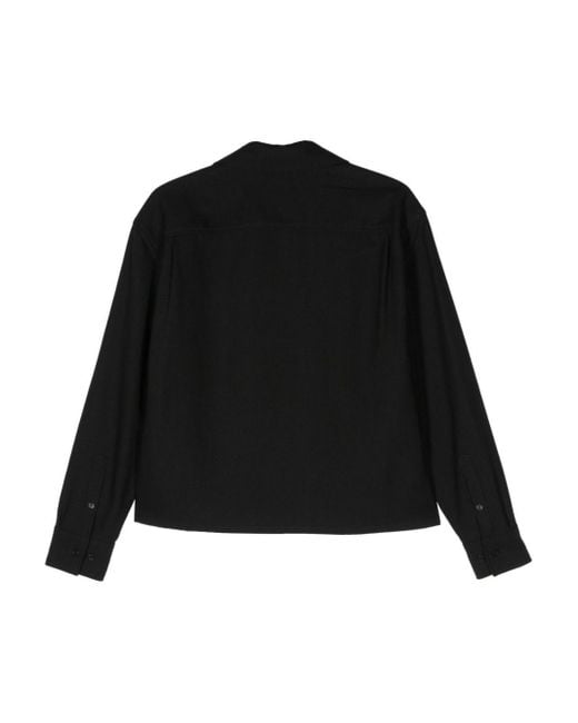 Filippa K Black Crepe Cropped Lyocell Shirt