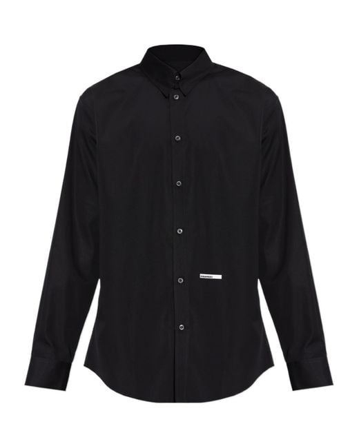 DSquared² Blue Logo Printed Buttoned Shirt for men