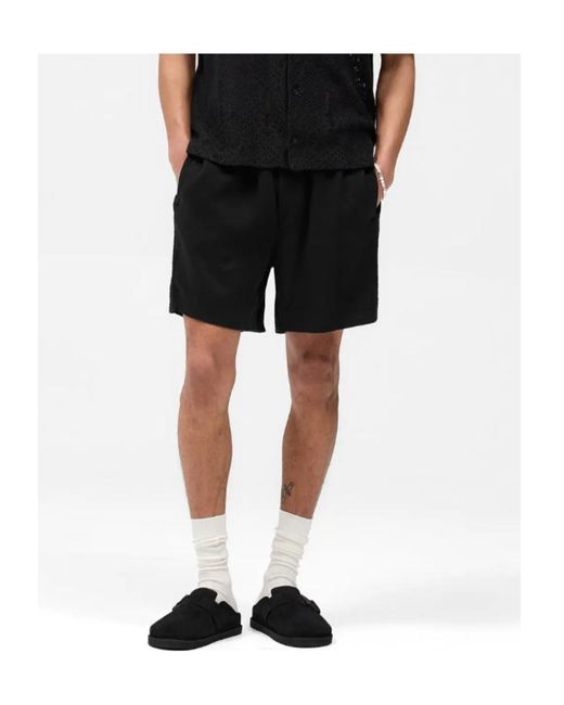 Represent Black Knitted Panel Shorts for men