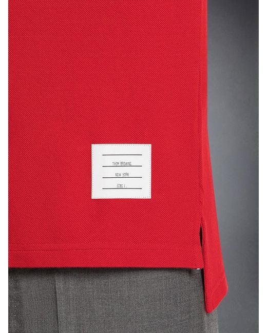 Thom Browne Red Bar Long-Sleeve Polo Shirt for men