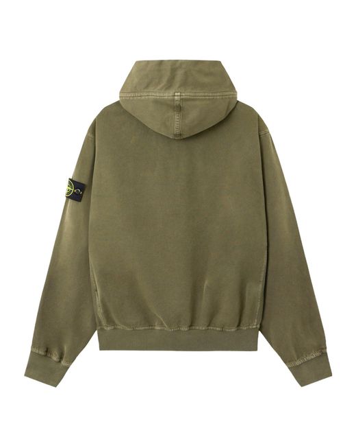 Stone Island Green Zip-Up Hoodie for men