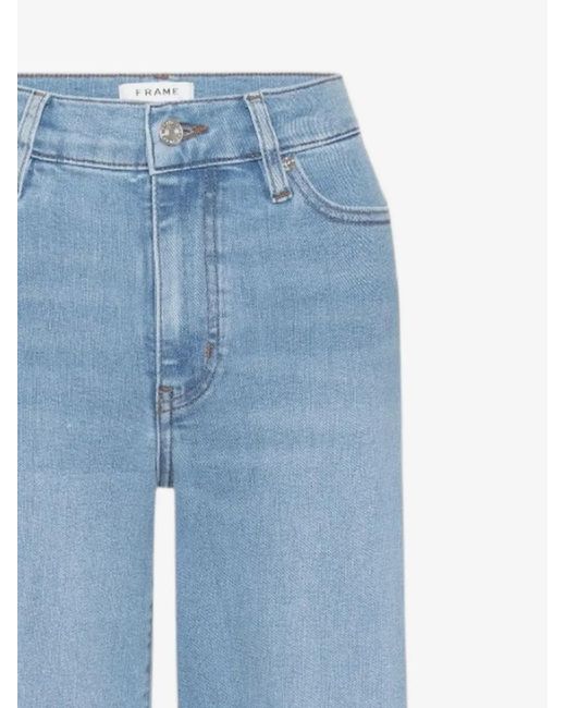 FRAME Blue Raw-Edge Wide-Leg Jeans