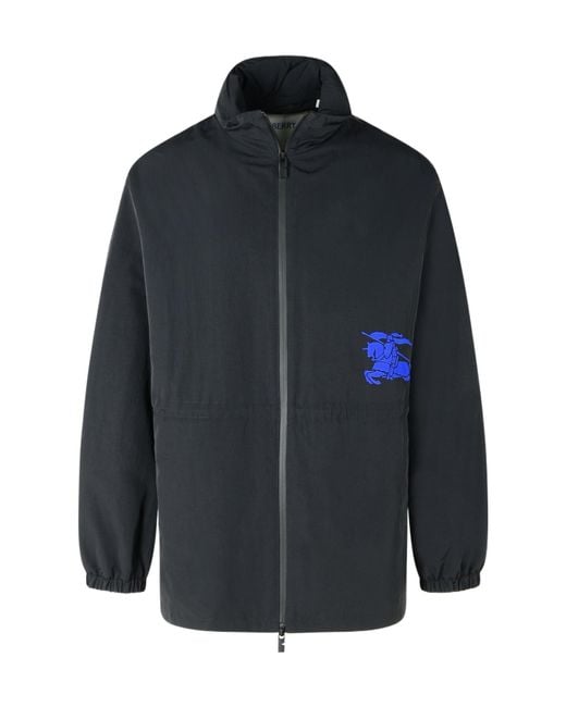 Burberry Blue Ekd Motif Drawstring Waist Zipped Jacket for men