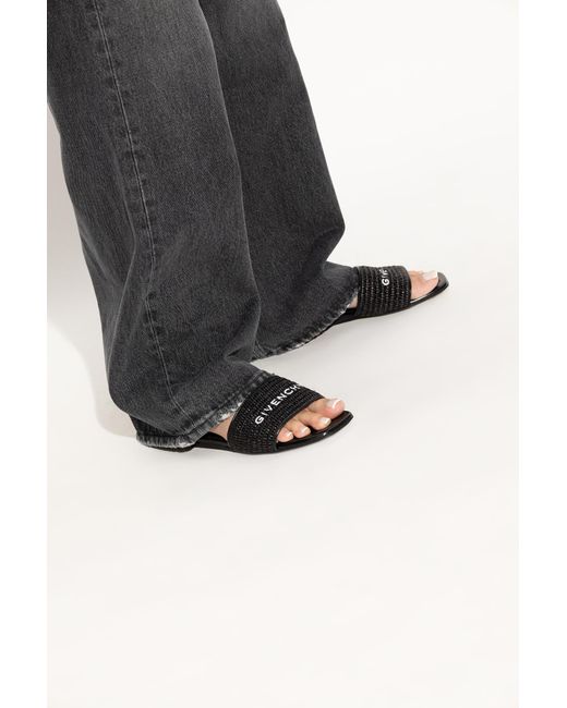 Givenchy White 4G Open Toe Slip-On Slides