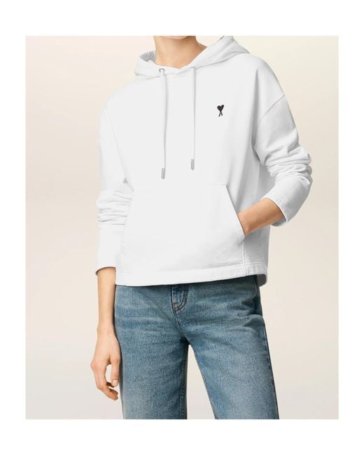 AMI White Ami De Coeur Cotton Hoodie