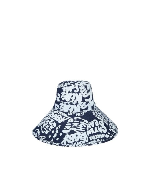 DSquared² Blue Allover Print Wide-Brim Hat