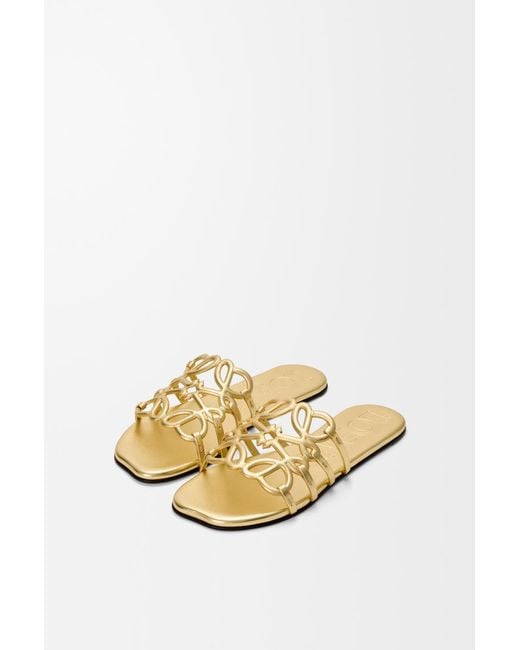 Loewe Metallic Petal Anagram Sandals
