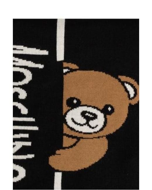 Moschino Black Teddy Bear Intarsia Scarf for men
