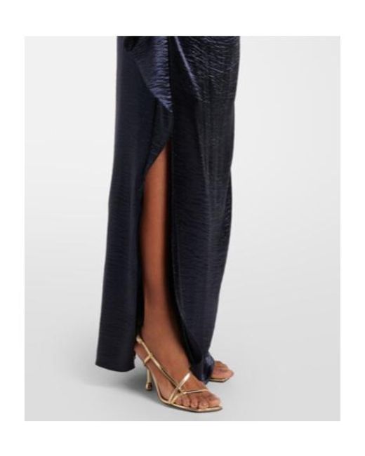 Safiyaa Blue Eymen Draped Crushed Satin Gown