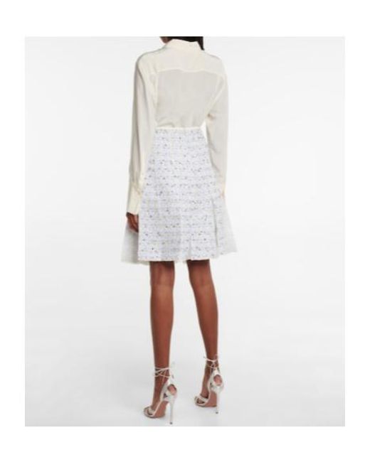 Giambattista Valli White High-Rise Tweed Miniskirt