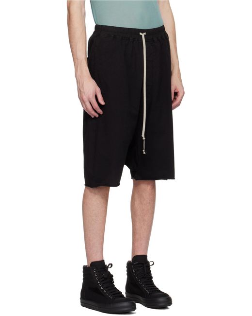 Rick Owens Black Drawstring Pod Shorts for men