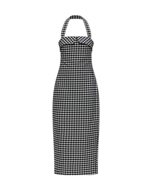 Posse Blue Chiara Halter Gingham Midi Dress