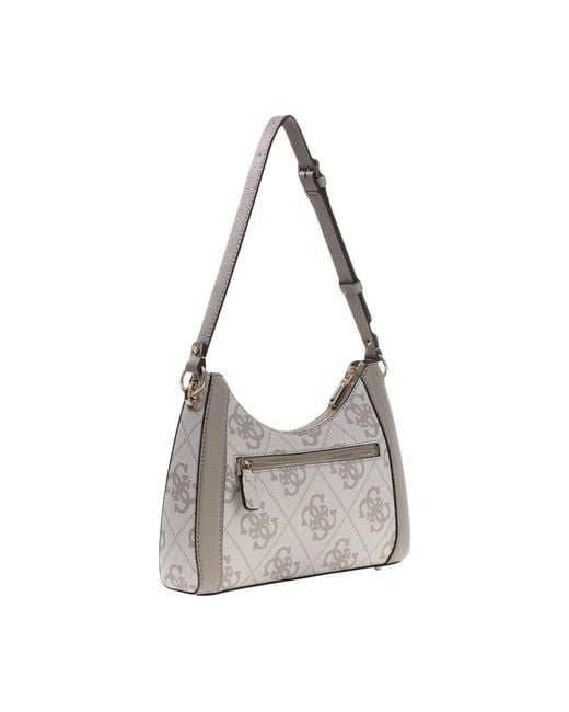 Guess Gray Karnilla Monogram-Pattern Shoulder Bag