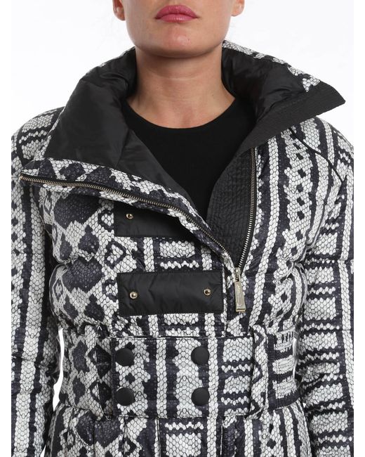 Just Cavalli Black Snake Print Down Jacket