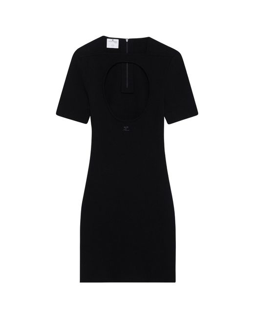 Courreges Black Hollowed-Out Knitted Mini Dress
