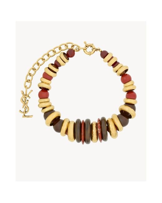 Saint Laurent Metallic Loulou Beaded Charm Necklace