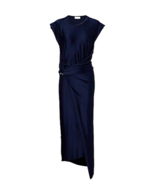 Rabanne Blue Draped Jersey Maxi Dress