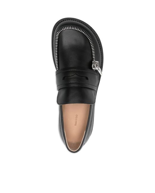 J.W. Anderson Black Zip-Detail Penny Loafers
